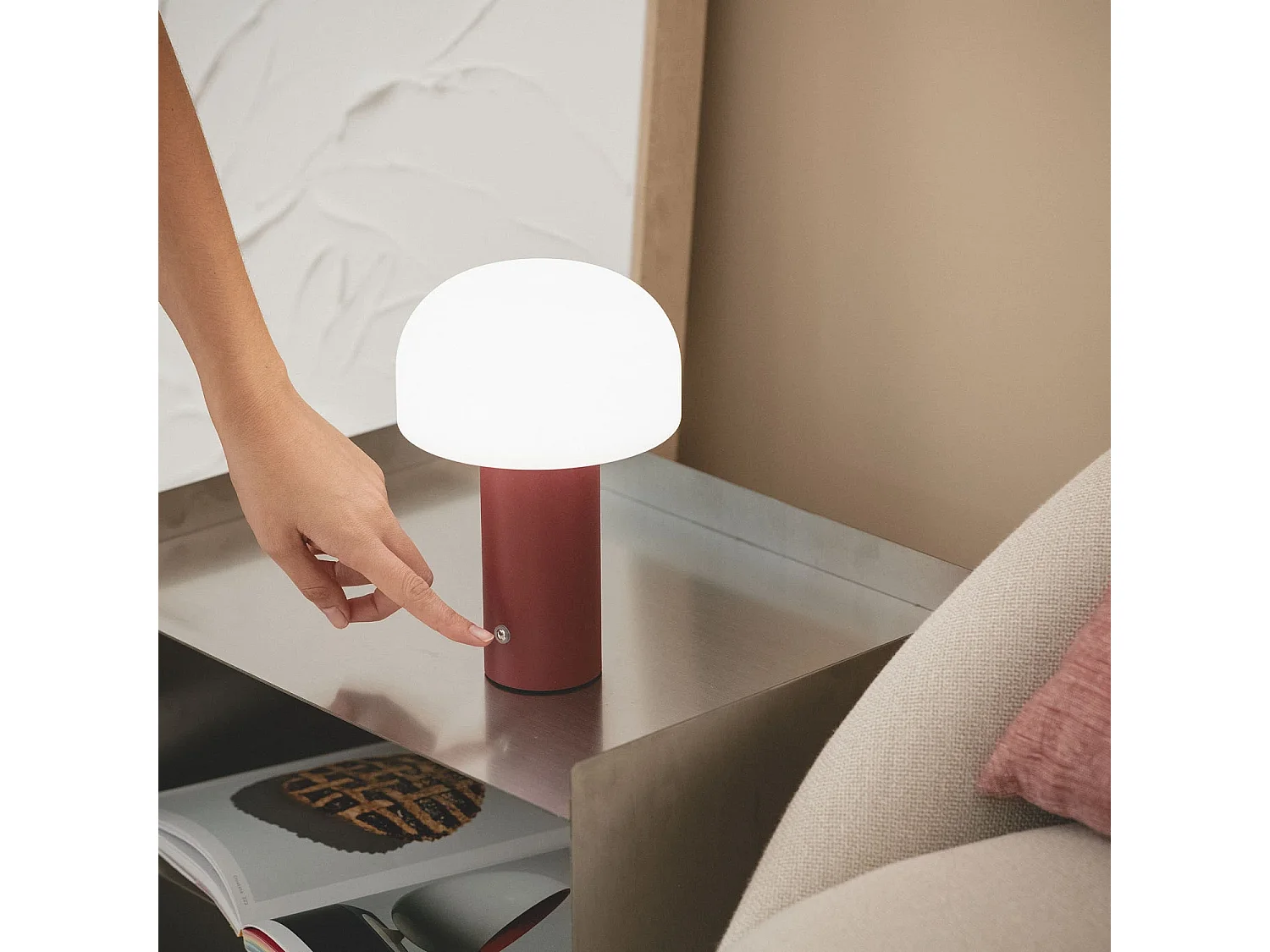 Lámpara de Mesa LED Portátil con Batería USB Recargable Leta Burdeos