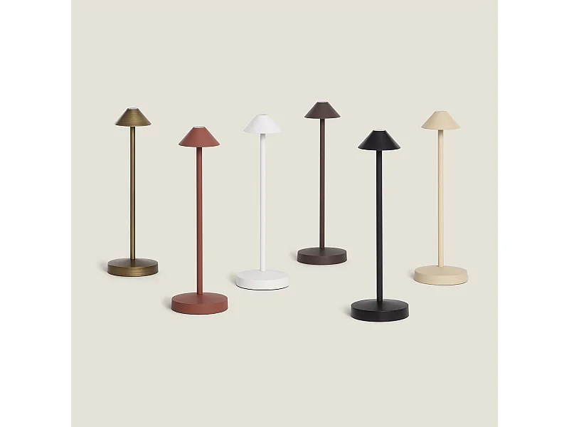 Lampada da Tavolo LED Portatile per Esterno Metallo con Batteria Ricaricabile Magatzi Marrone