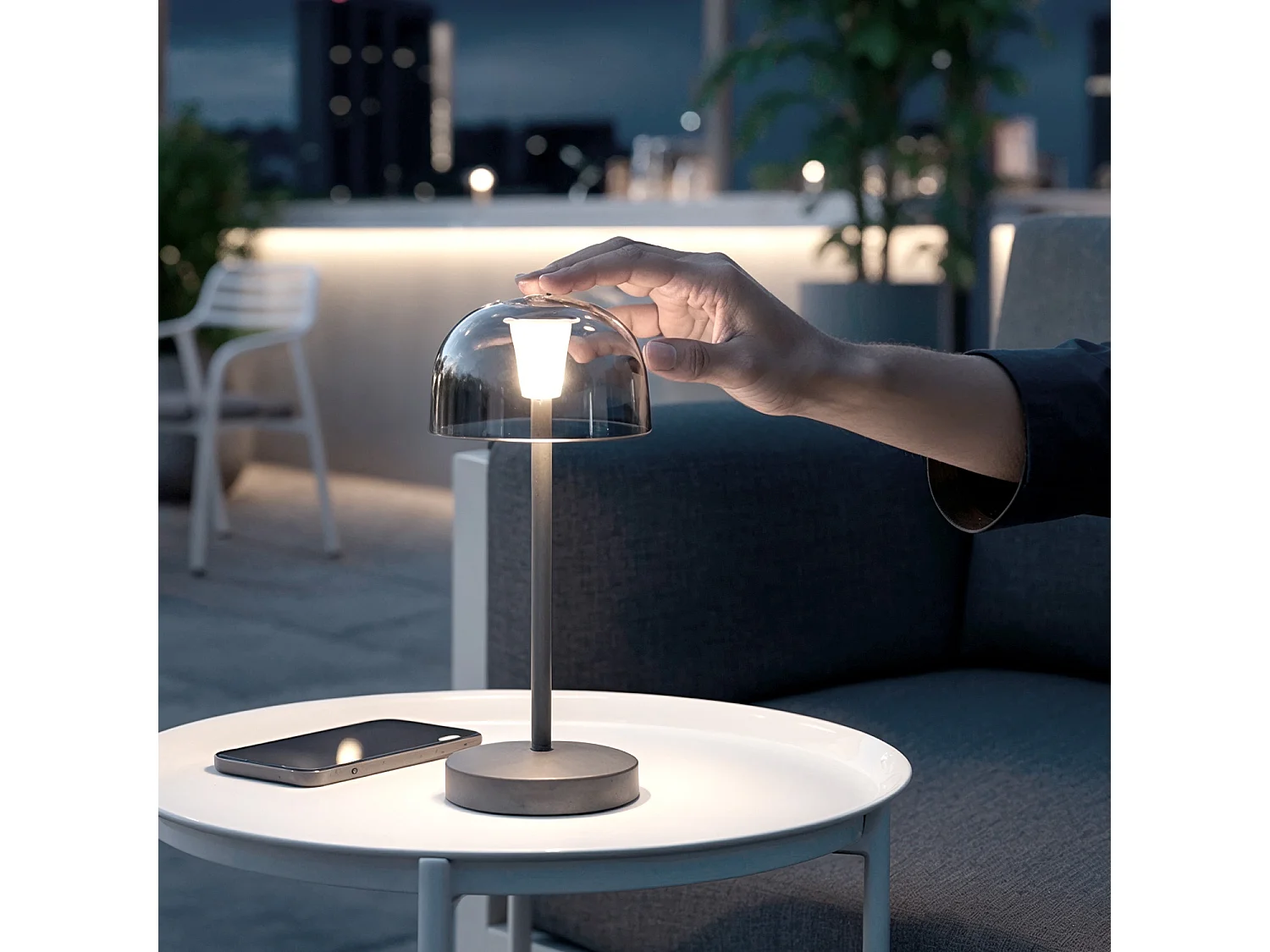 Lampe à Poser LED Portable pour Extérieur Métal avec Batterie Rechargeable Lendora Smoke Gris