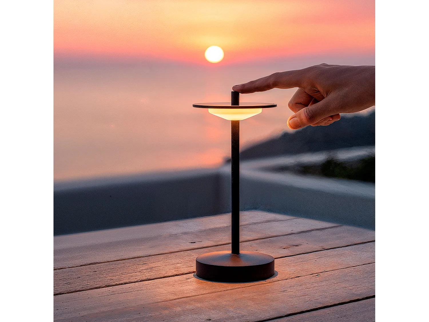 Lámpara de Mesa LED Portátil para Exterior Metal con Batería Recargable Estepona Blanco