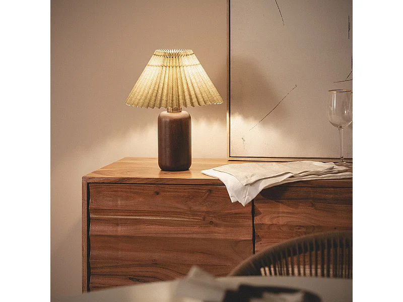 Lampada da Tavolo Legno Silene Verde Cachi