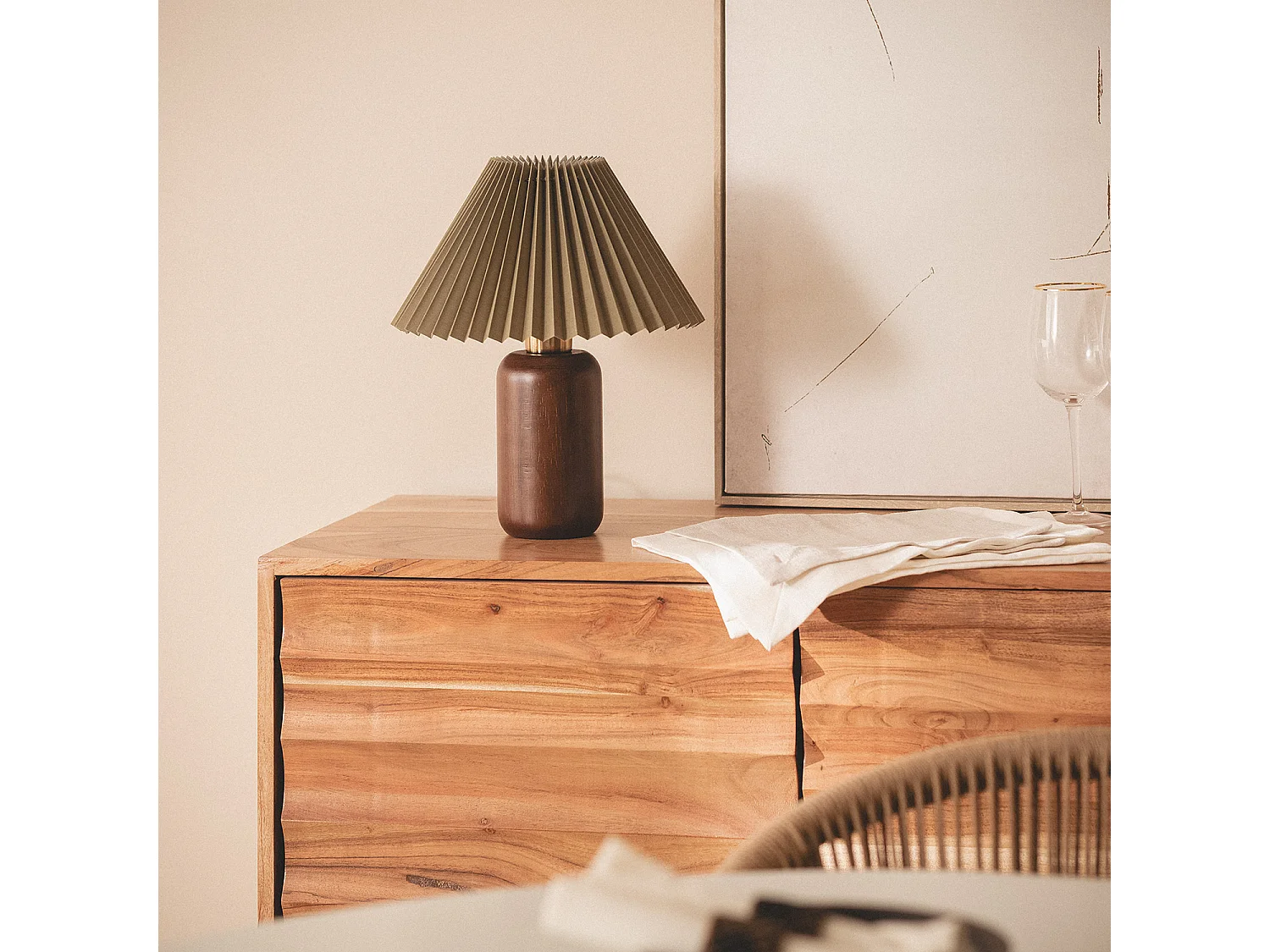 Lampe à Poser Bois Silene Vert kaki