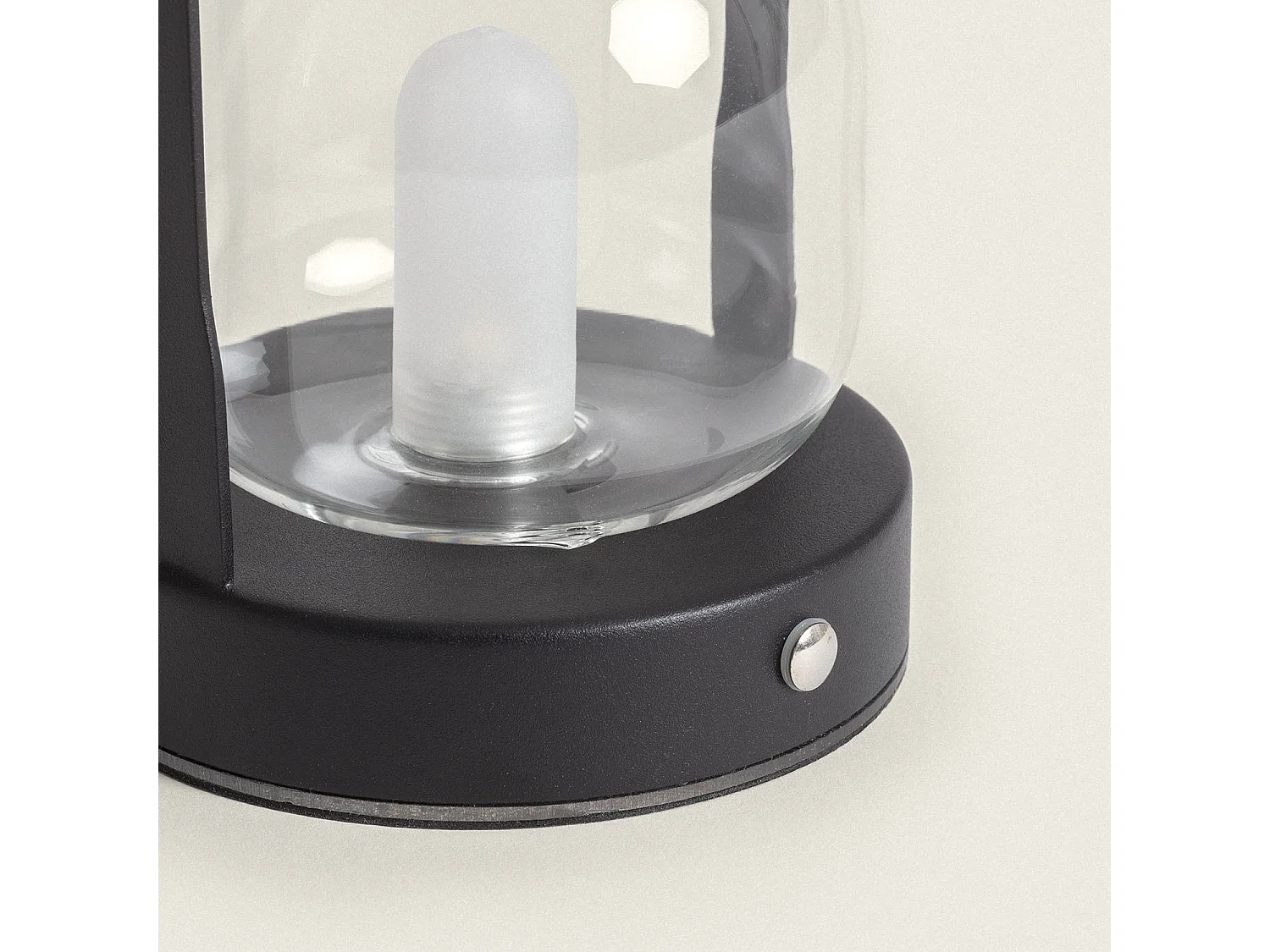 Lámpara de Mesa LED Portátil con Batería USB Recargable Metal y Cristal Olena Negro