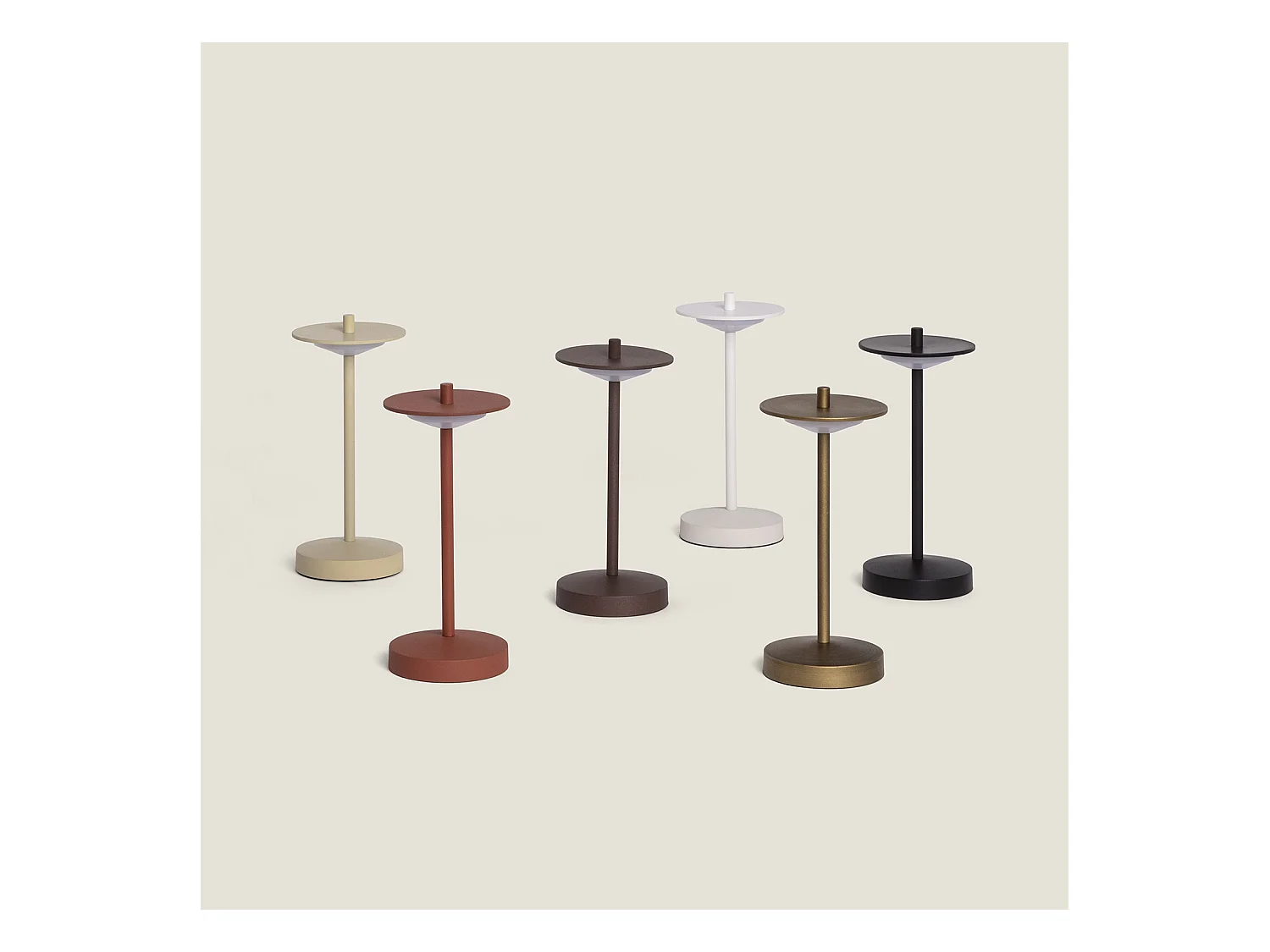 Lampe à Poser LED Portable Extérieure Métal avec Batterie Rechargeable Estepona Beige