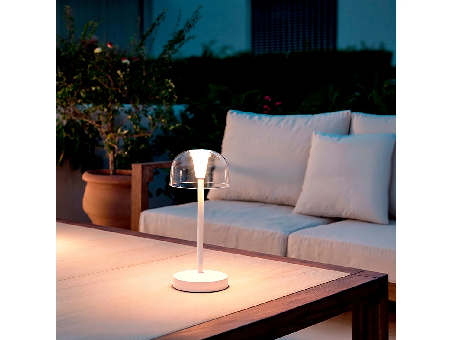 Lampe à Poser LED Portable pour Extérieur Métal avec Batterie Rechargeable Lendora Beige