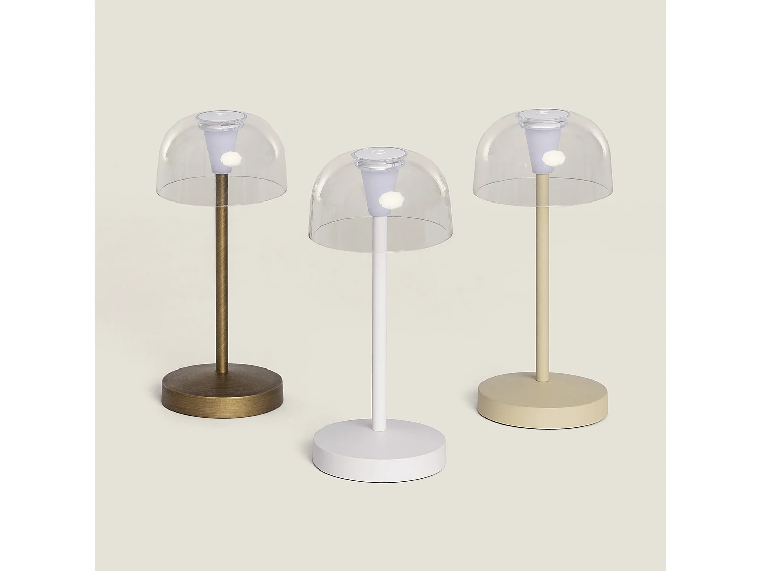Lámpara de Mesa LED Portátil para Exterior Metal con Batería Recargable Lendora Beige