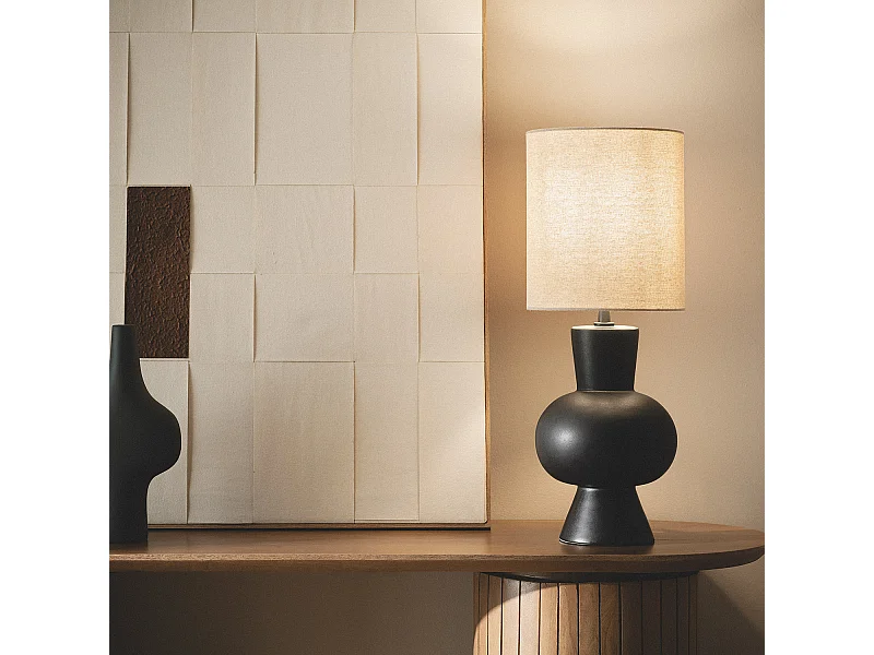 Lámpara de Mesa Cerámica y Lino Amabel