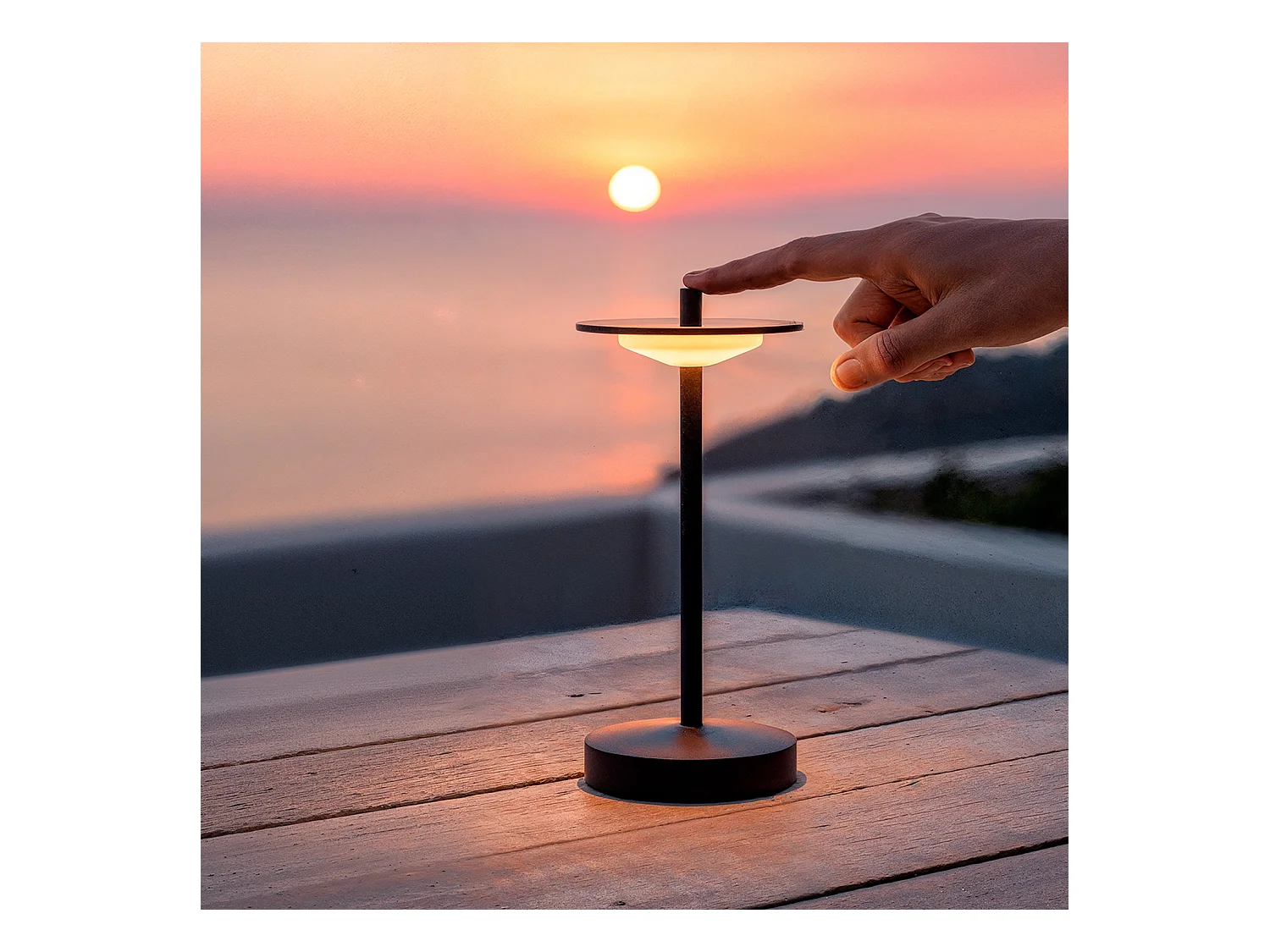 Lampe à Poser LED Portable Extérieure Métal avec Batterie Rechargeable Estepona Brun