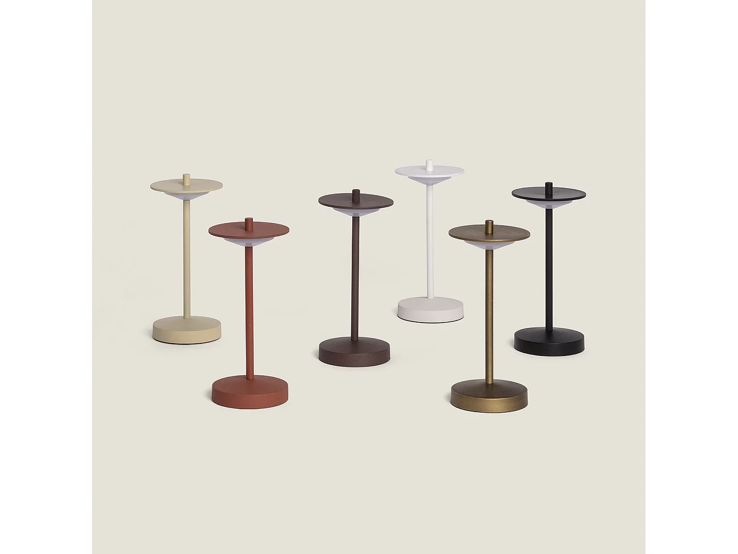 Lámpara de Mesa LED Portátil para Exterior Metal con Batería Recargable Estepona Marrón