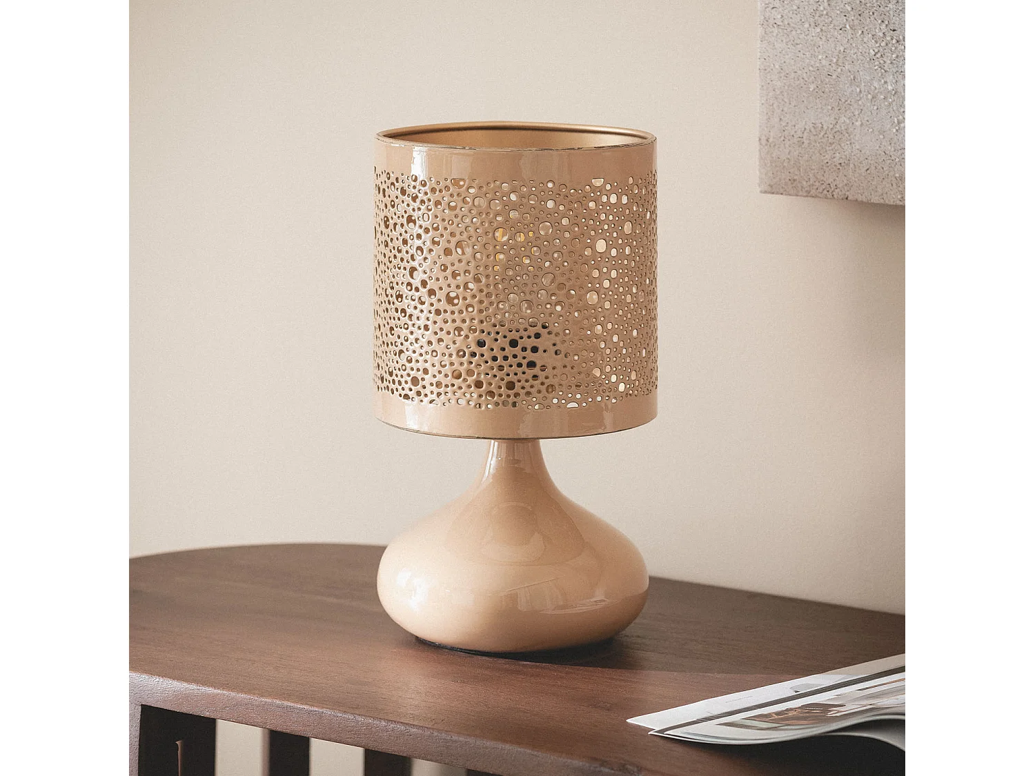 Lámpara de Mesa Metal Harish Beige