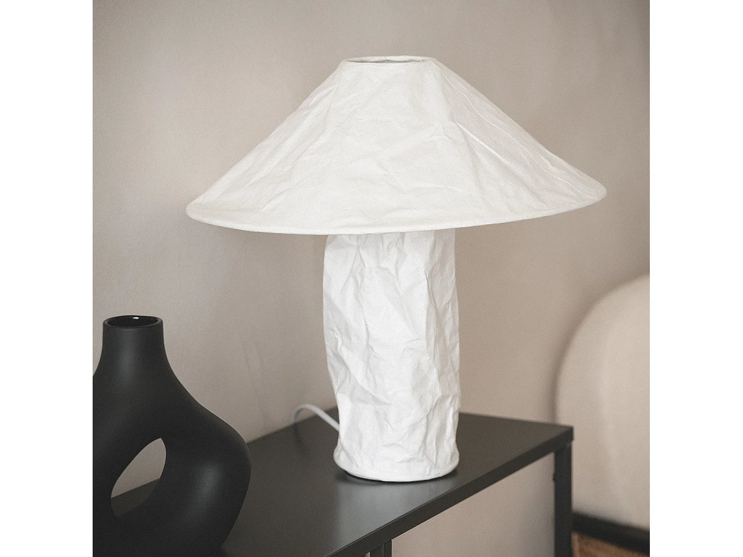 Lampada da Tavolo Carta Tyvek Rapa Bianco