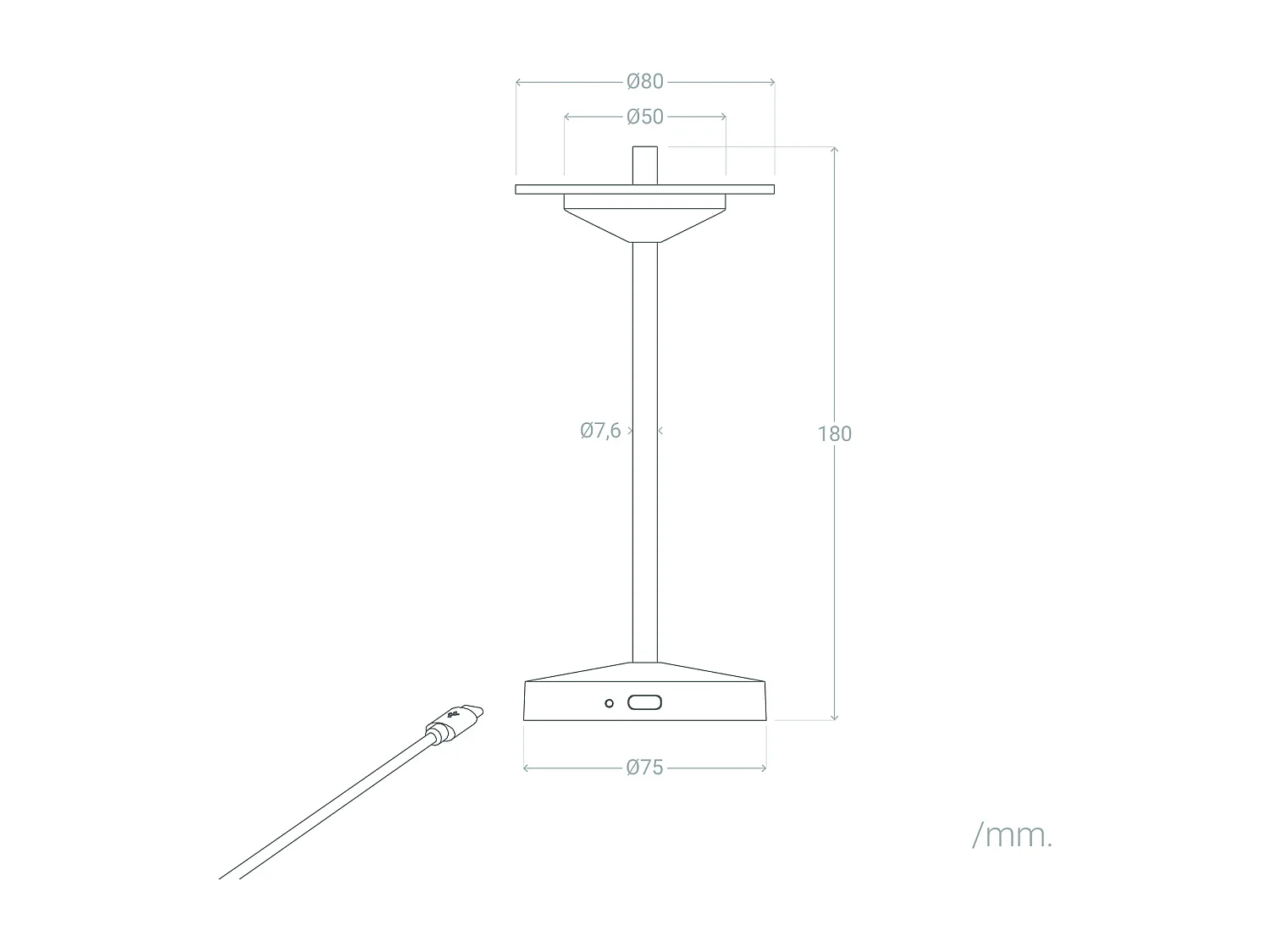 Lámpara de Mesa LED Portátil para Exterior Metal con Batería Recargable Milevani Marrón