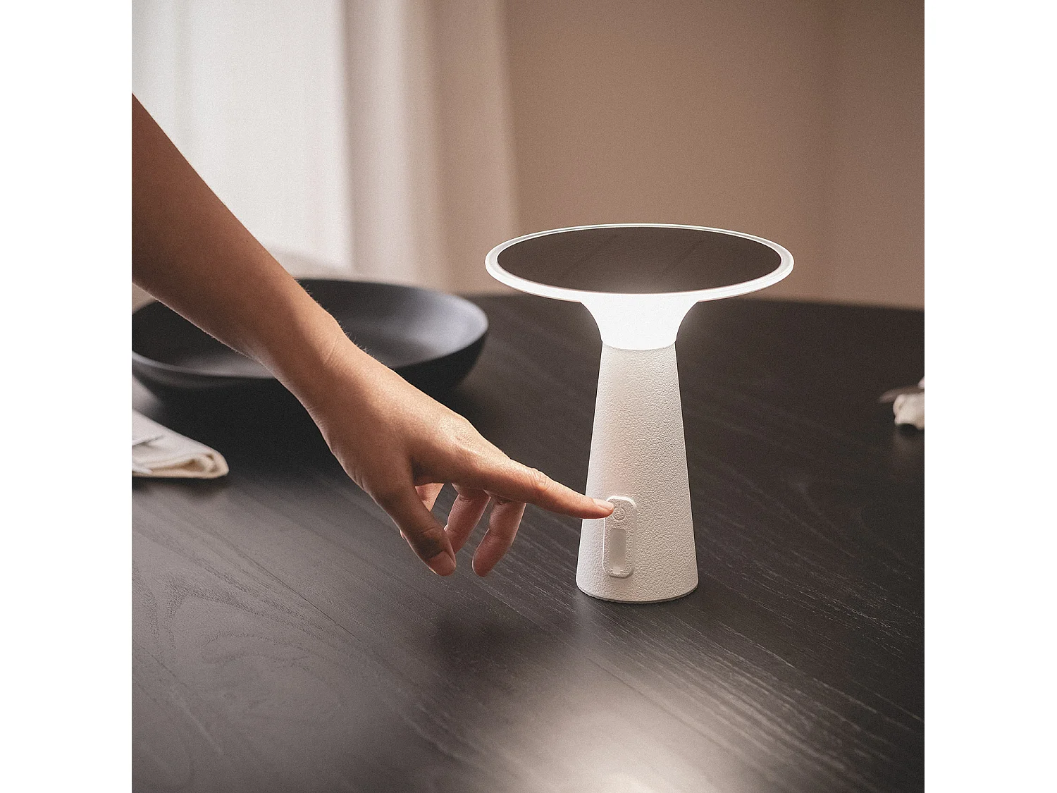 Lámpara de Mesa Solar Exterior LED Portátil con Batería USB Recargable Soucha Blanco