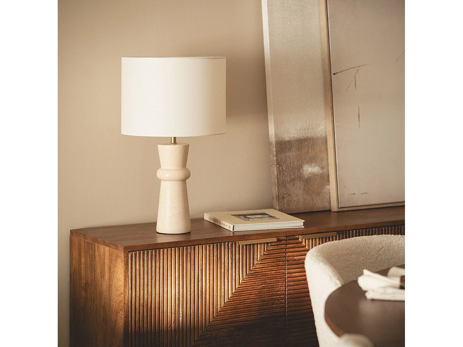 Lampada da Tavolo Travertino Bittor Beige