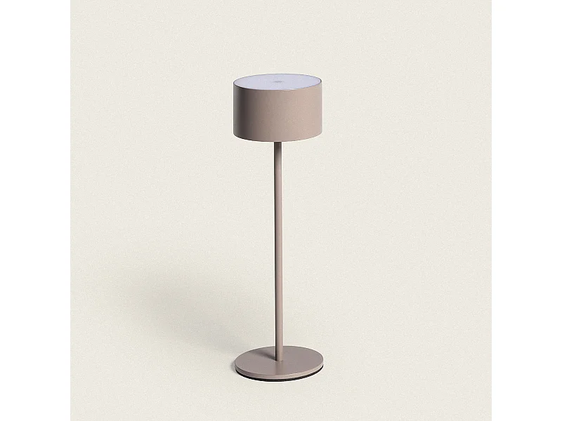 Lampe à Poser LED 2W Portable avec Batterie USB Rechargeable Mounka Round. Taupe