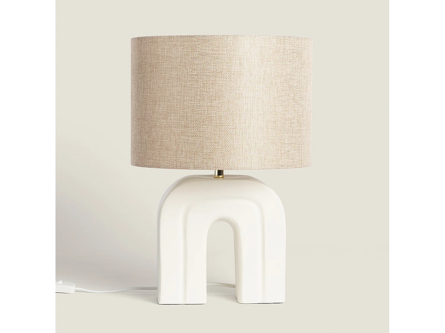 Lampe à Poser Résine et Lin Cira Blanc Gardénia