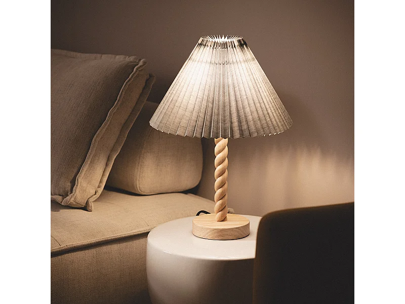 Lampada da Tavolo Legno Moorea Grigio