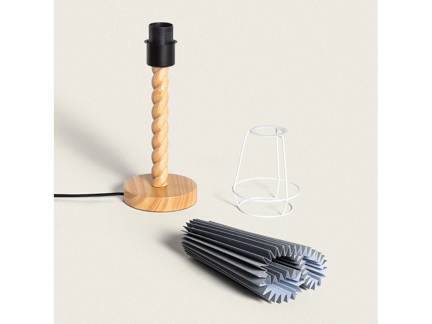 Lampada da Tavolo Legno Moorea Grigio