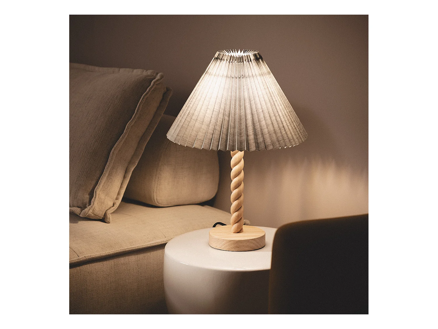 Lampe à Poser Bois Moorea Gris