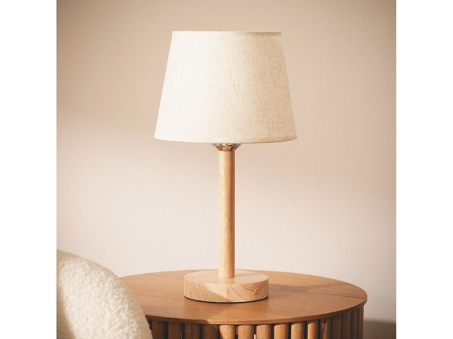 Lampe à Poser LED Bois 1W Portable avec Batterie USB Rechargeable Rowy Naturel