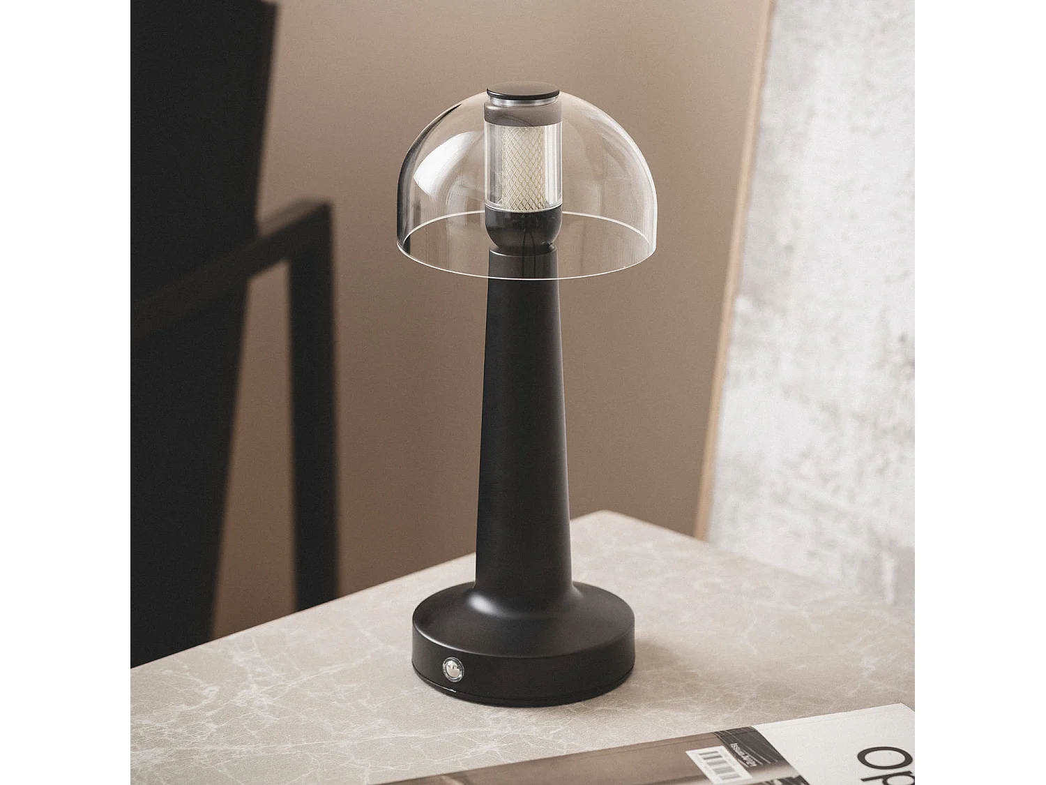 Lámpara de Mesa LED Metal Portátil con Batería USB Recargable Luliu Orsha Negro