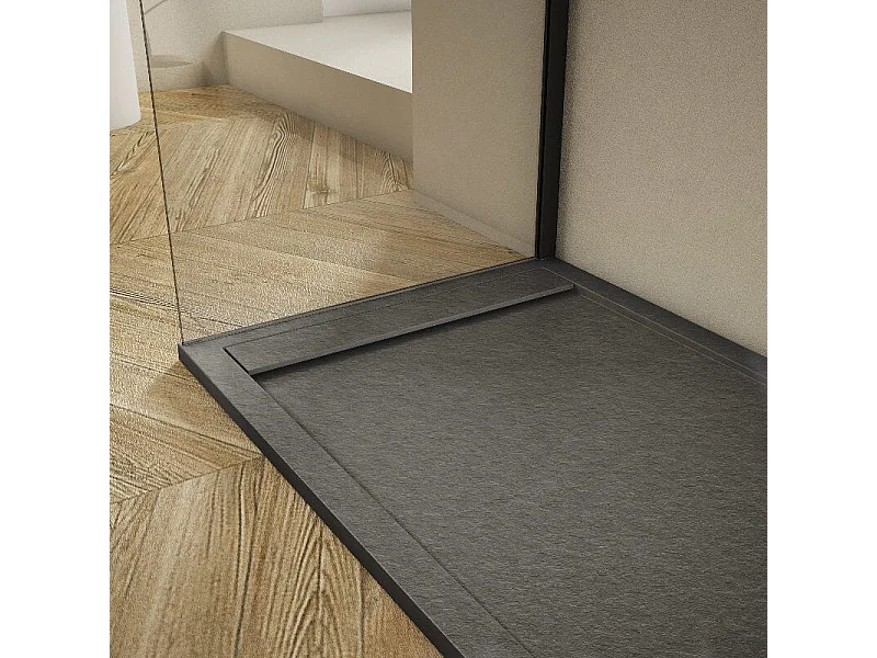 Extra flache Duschwanne RIBERA Schieferoptik ANTHRAZIT 80x120cm