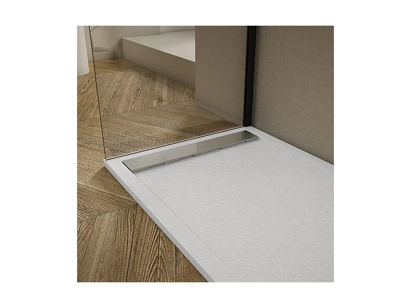 Plato de ducha pizarra RIBERA BLANCO  90x110cm Rejilla acero inox.