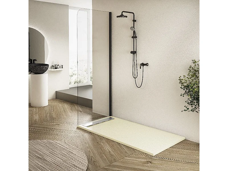 Plato de ducha pizarra RIBERA crema  70x120cm rejilla color