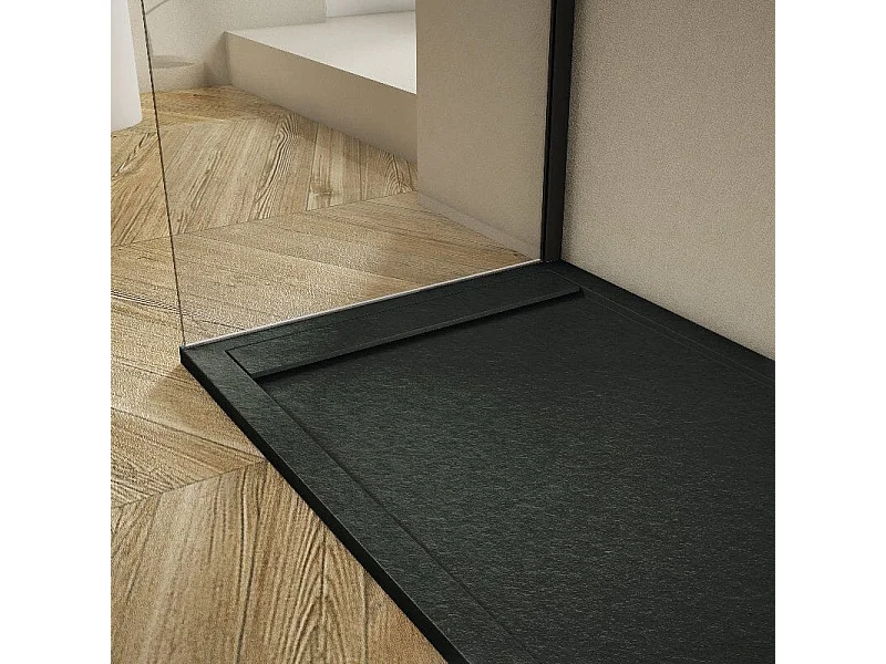 Extra flache Duschwanne RIBERA Schieferoptik SCHWARZ 70x120cm