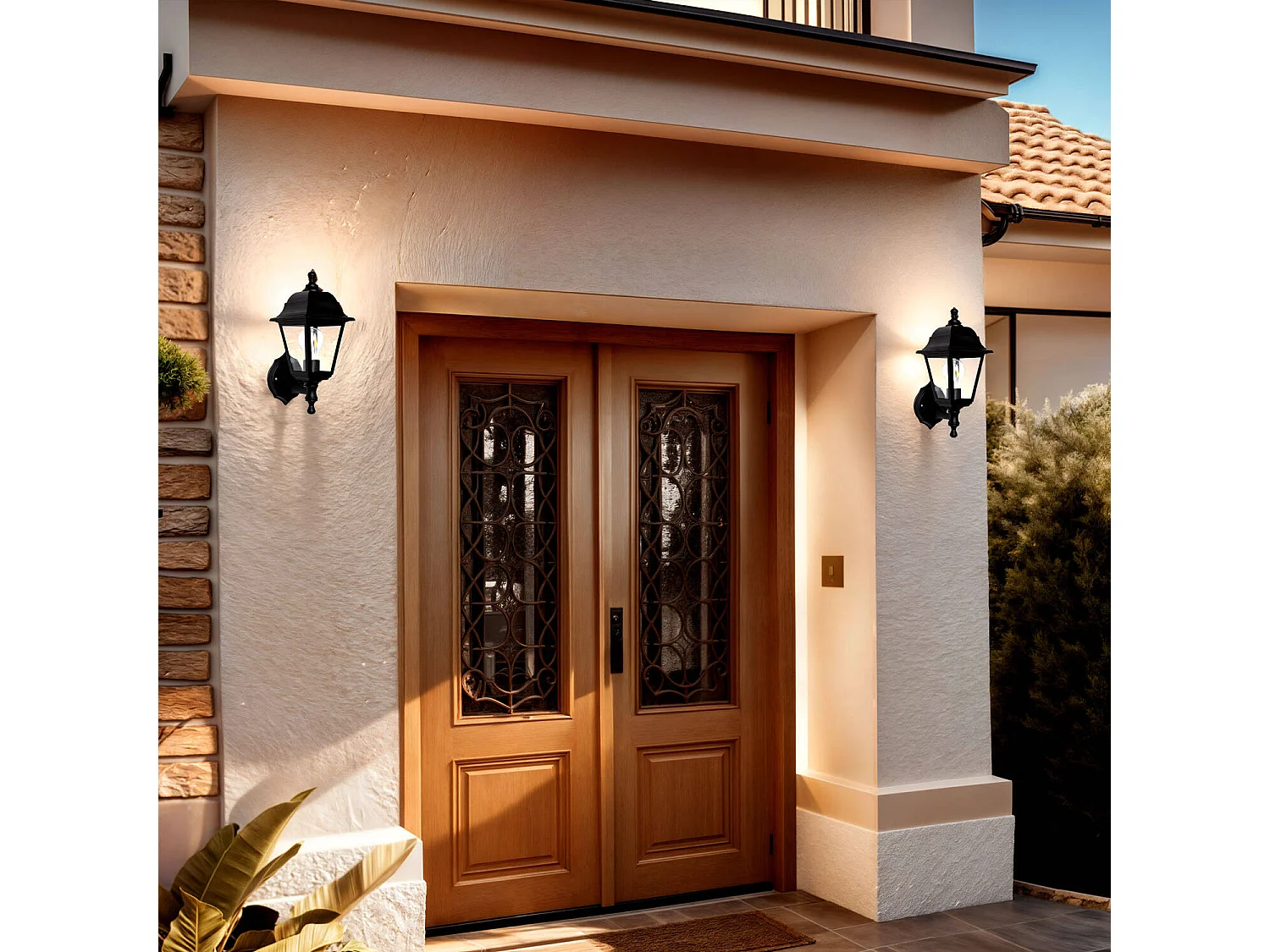 Lámpara de Pared Exterior Sennen Negro Negro