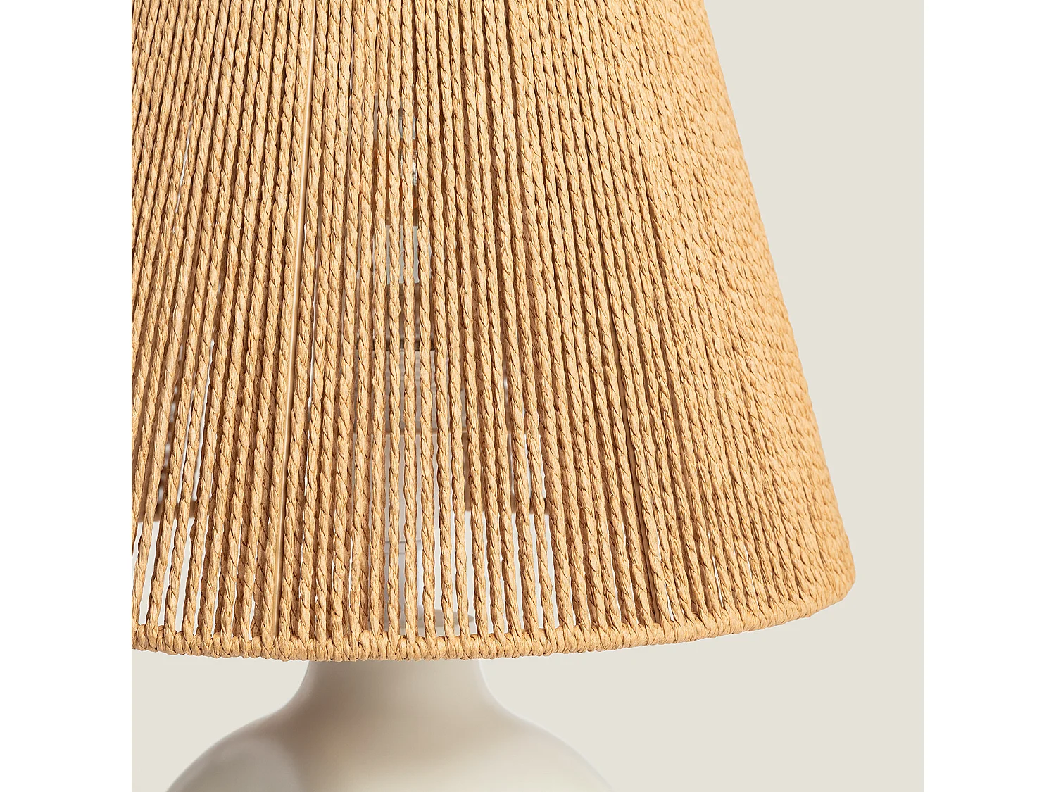 Lampe à Poser Papier Tressé et Résine Otilia  Blanc