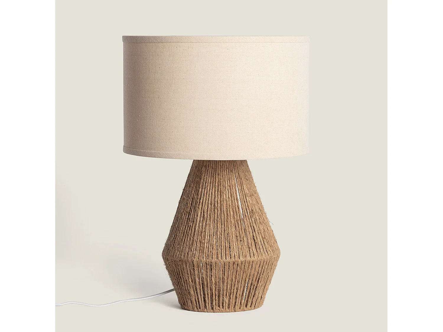 Lampada da Tavolo Corda Naturale e Lino Dione Beige Lino