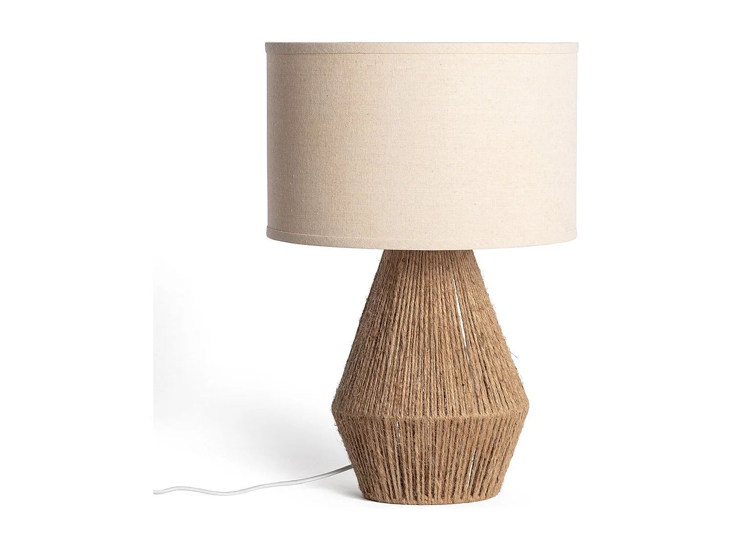Lampada da Tavolo Corda di Cotone e Lino Muitu Dione Beige Lino