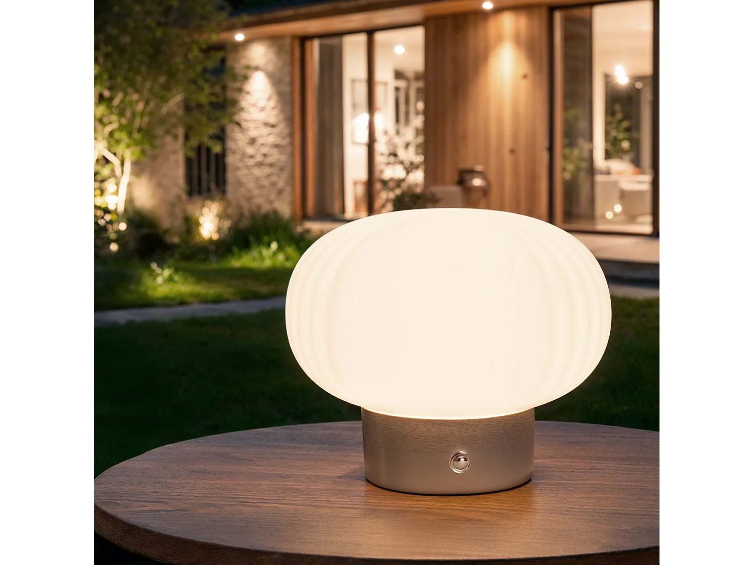 Lámpara de Mesa LED Metal Portátil Exterior con Batería USB Recargable Aluzna Níquel