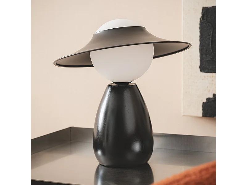 Lámpara de Mesa Madera Raisa Negro