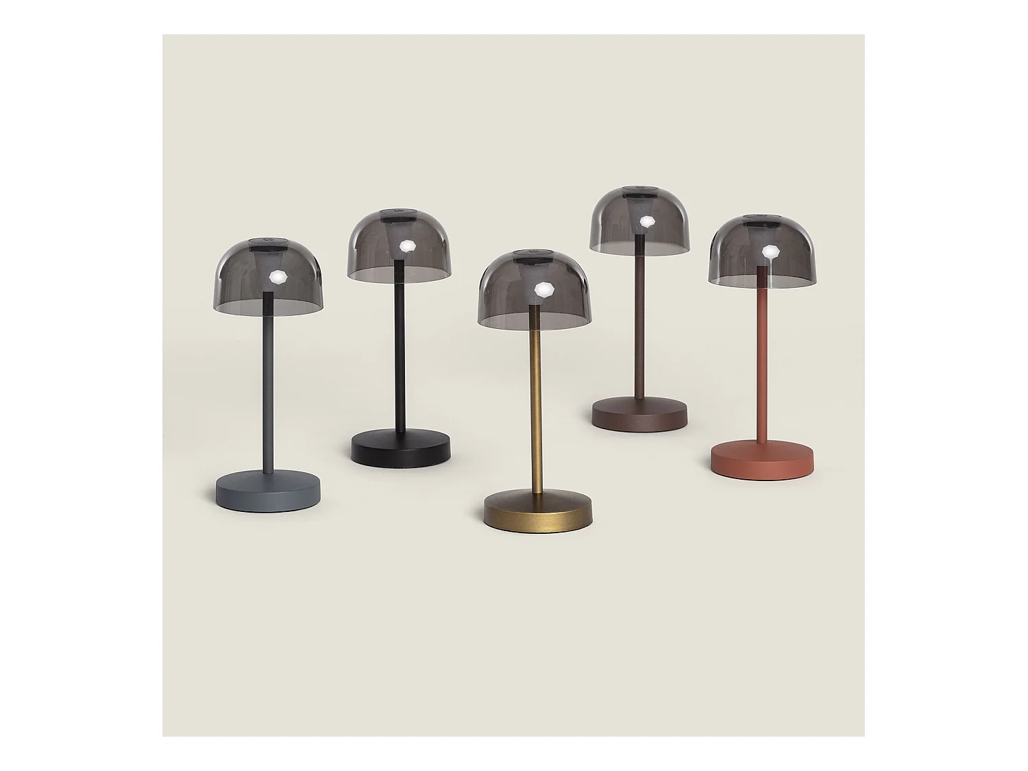 Lampe à Poser LED Portable Extérieur Métal avec Batterie Rechargeable Lendora Brun