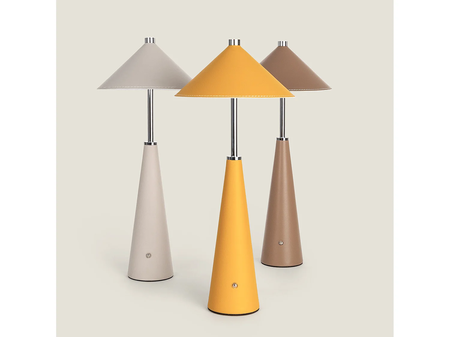 Lampe à Poser LED Portable Cuir et Métal avec Batterie USB Rechargeable Tyu Tule Brun