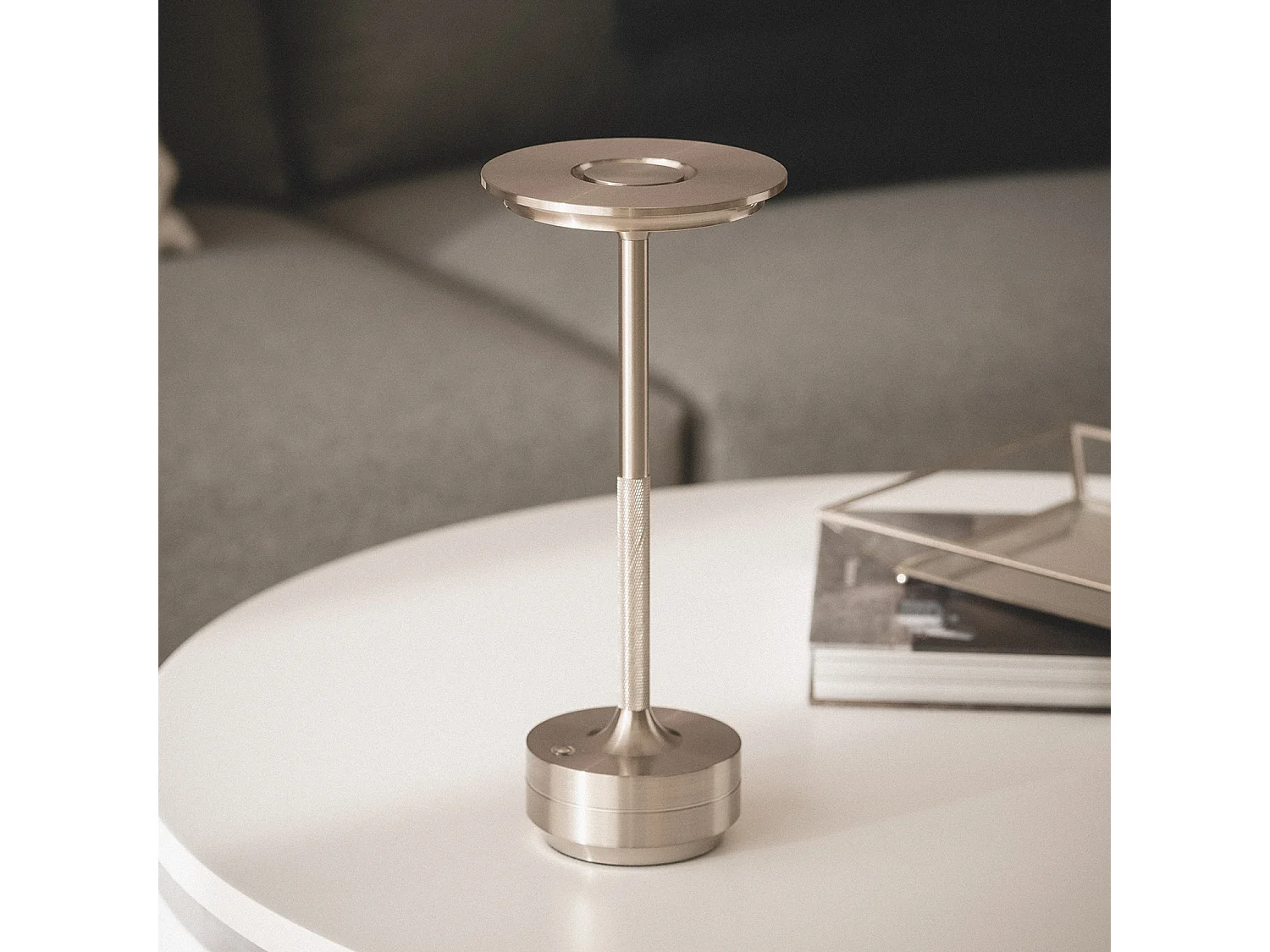 Lámpara de Mesa LED Portátil Metal con Batería USB Recargable Astrid Plateado