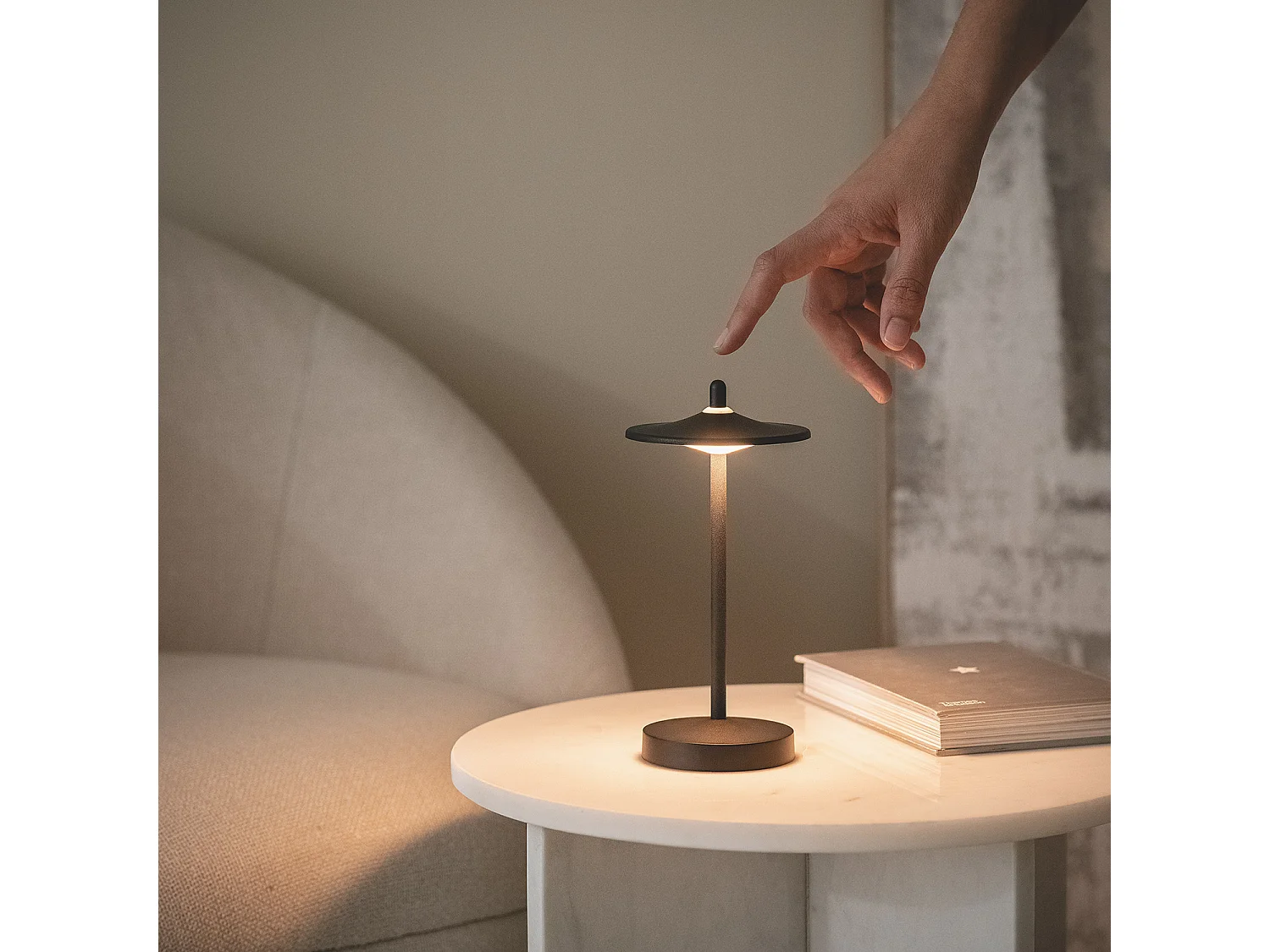 Lámpara de Mesa LED Portátil para Exterior Metal con Batería Recargable Milevani Negro