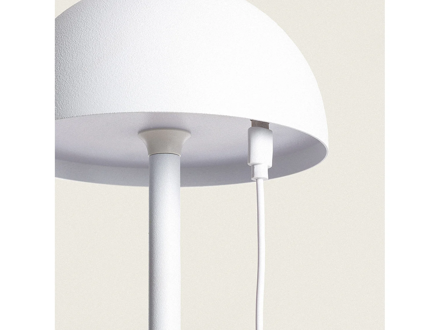 Lampada da Tavolo LED Portatile Metallo con Batteria USB Ricaricabile Kael Bianco