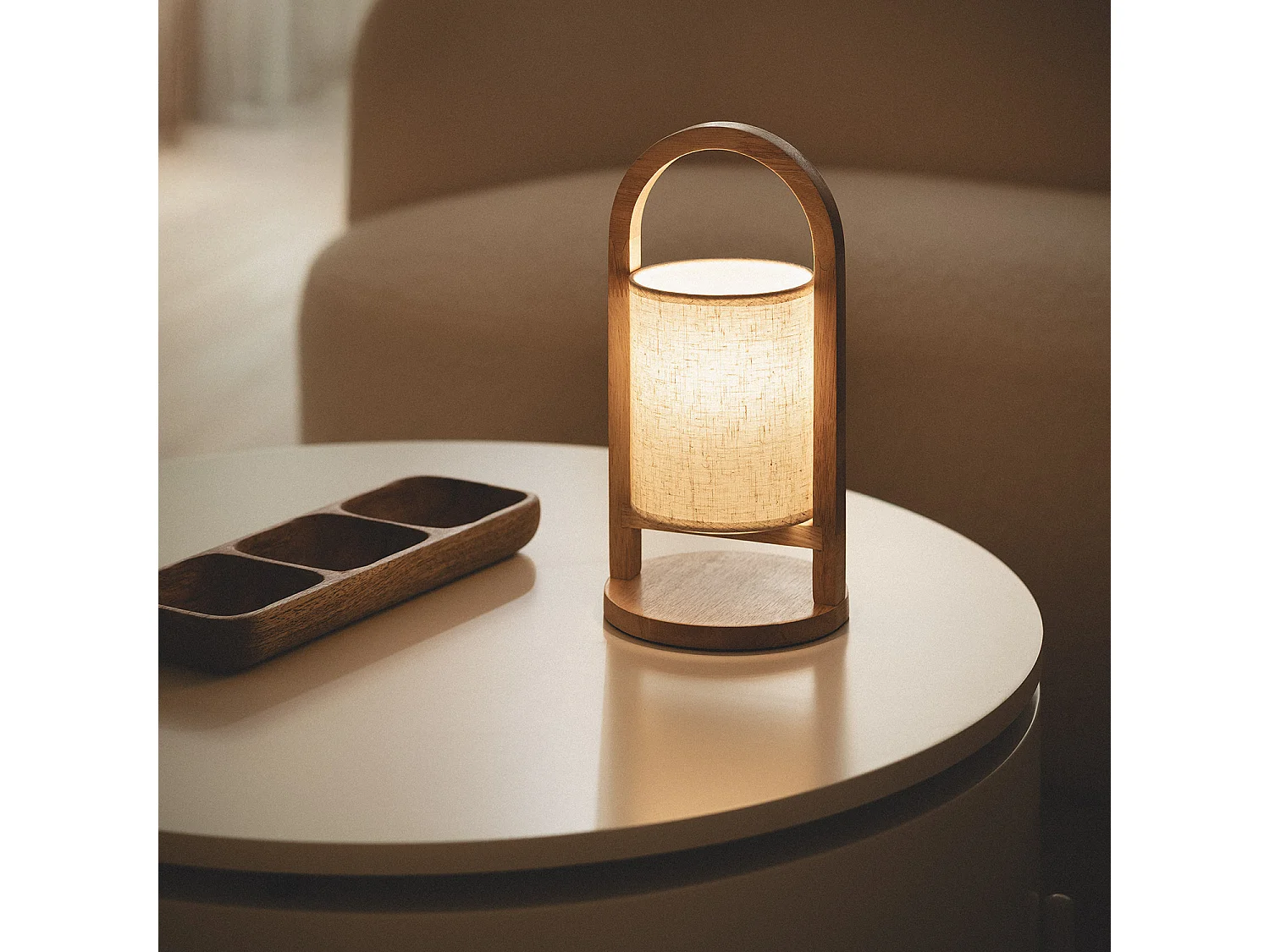 Lampada da Tavolo LED 1W Portatile Legno con Batteria USB Ricaricabile Fragosa Naturale