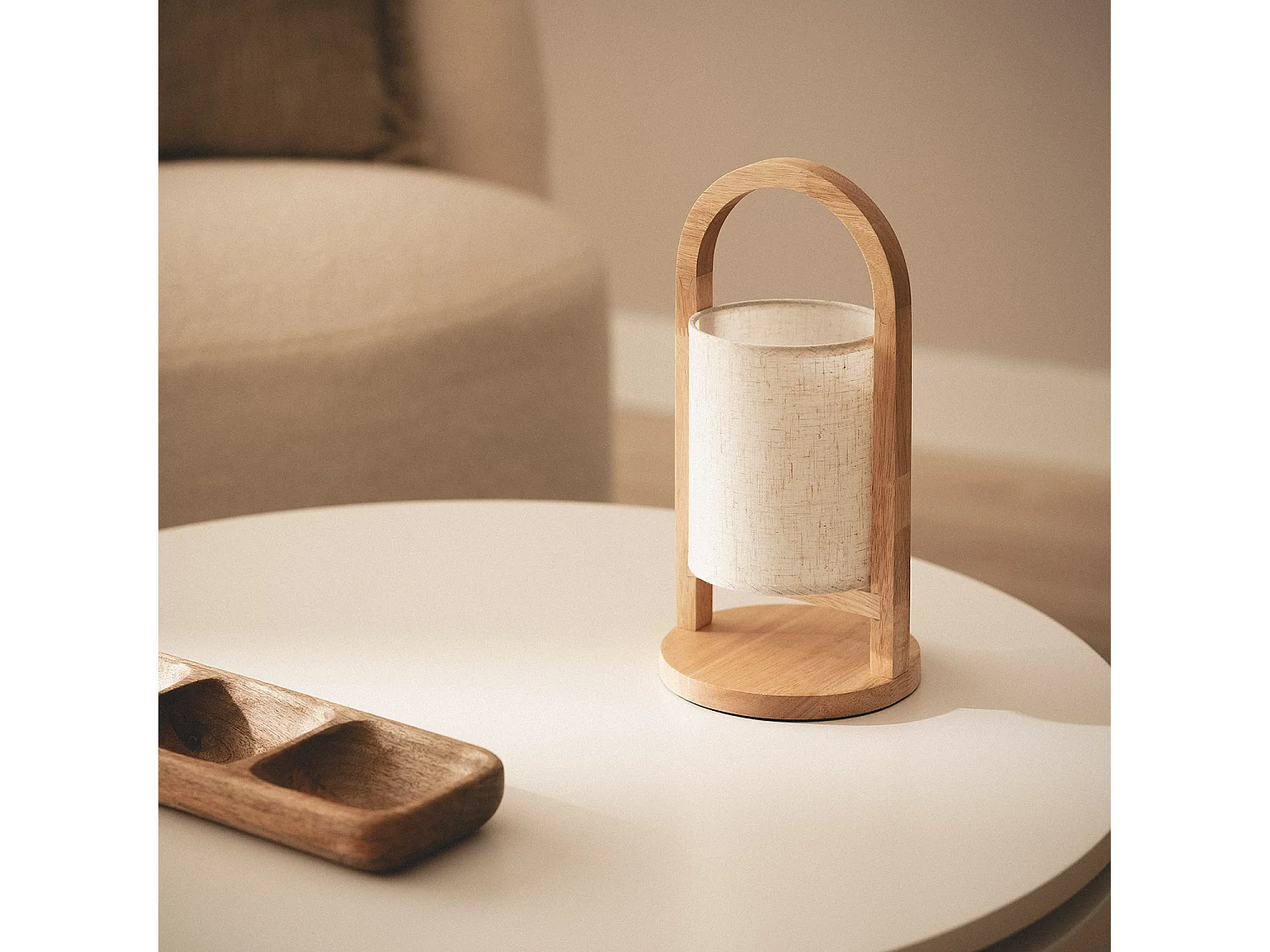 Lampada da Tavolo LED 1W Portatile Legno con Batteria USB Ricaricabile Fragosa Naturale