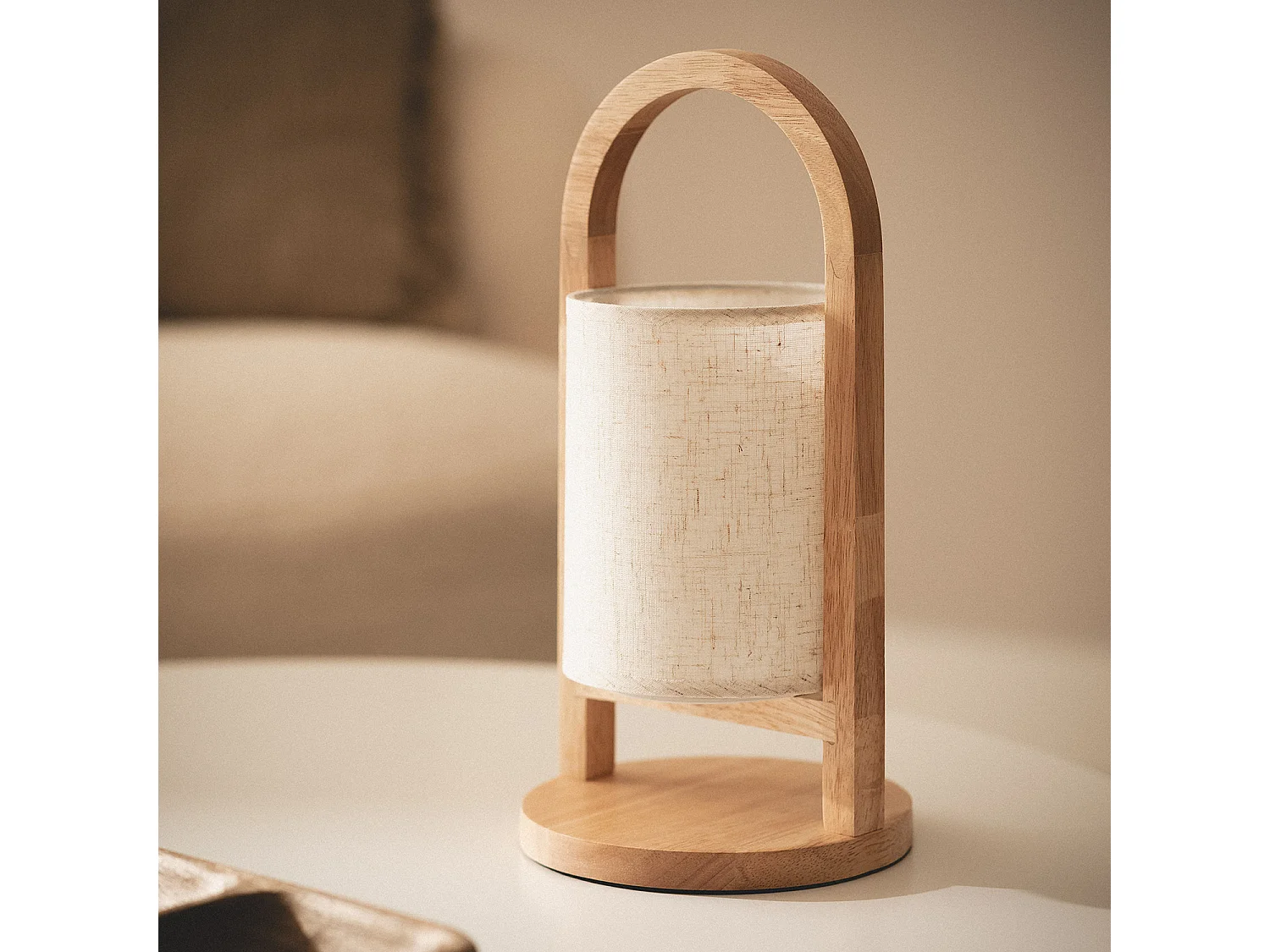 Lampe à Poser LED 1W Bois Portable avec Batterie USB Rechargeable Fragosa Naturel