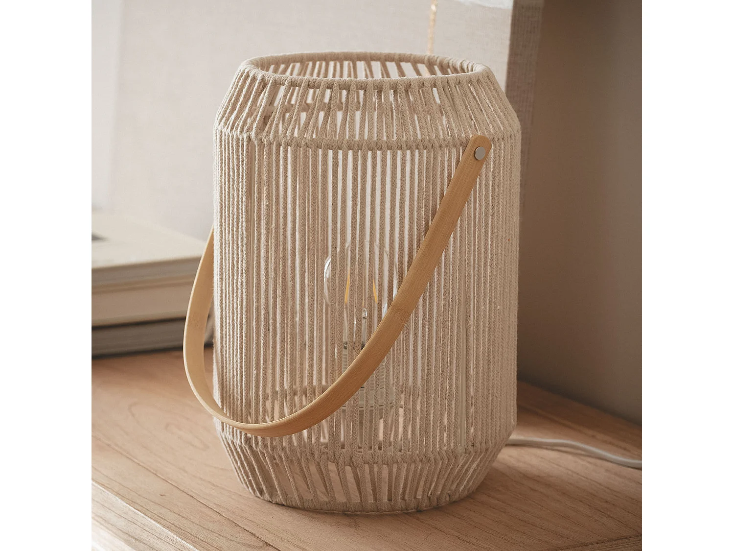 Lámpara Mesa Cuerda Bris Nolana Beige