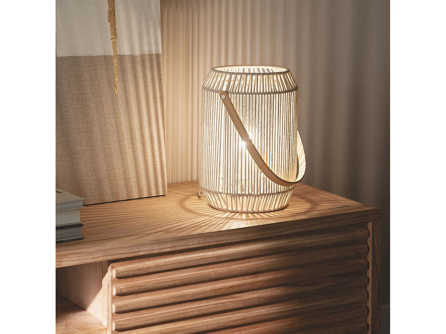 Lámpara Mesa Cuerda Bris Nolana Beige