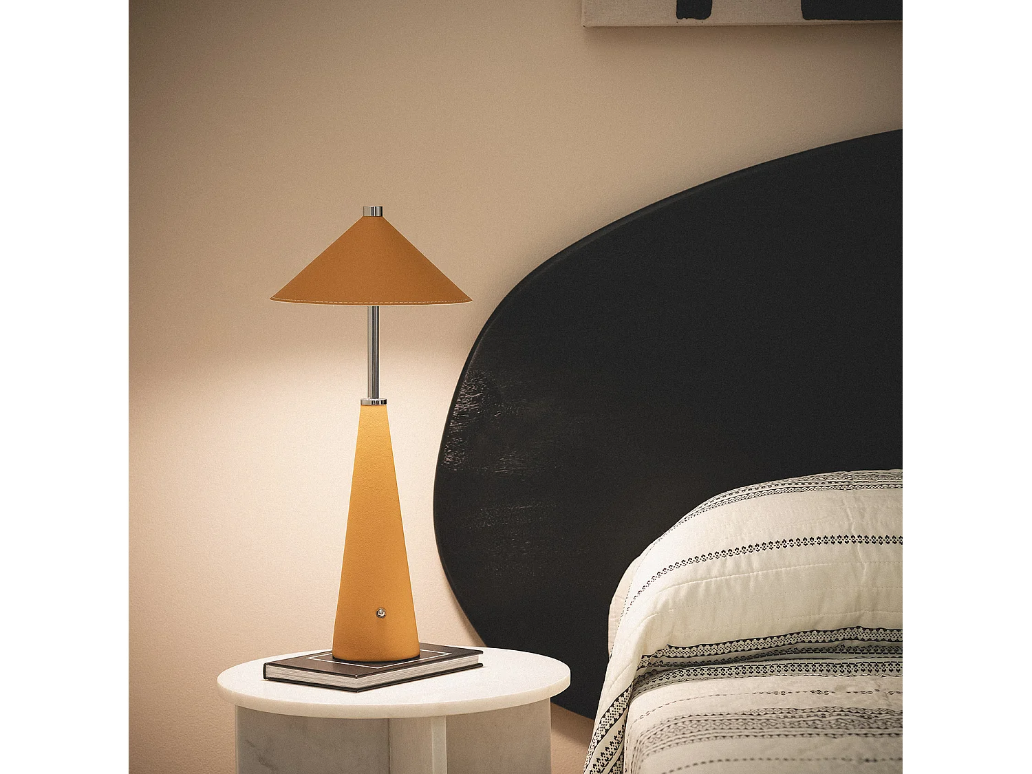 Lampe à Poser LED Portable Cuir et Métal avec Batterie USB Rechargeable Tyu Tule Jaune