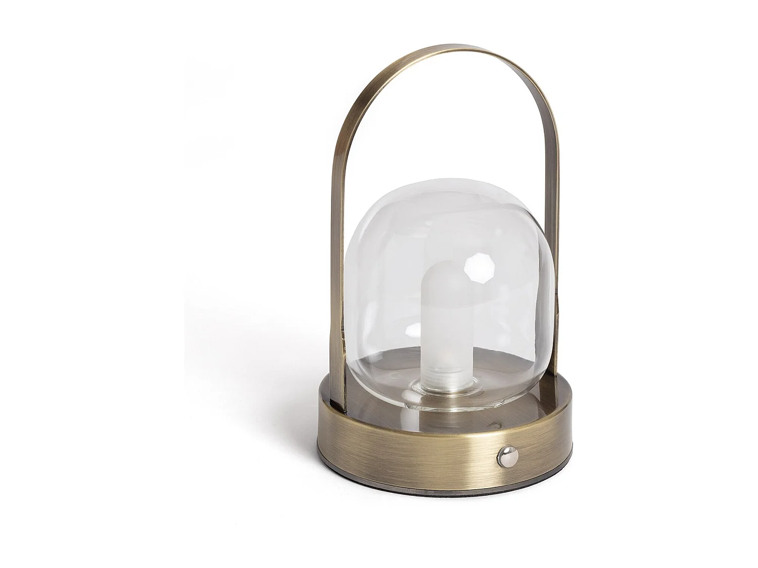 Lámpara de Mesa LED Portátil con Batería USB Recargable Metal y Cristal Olena Latón