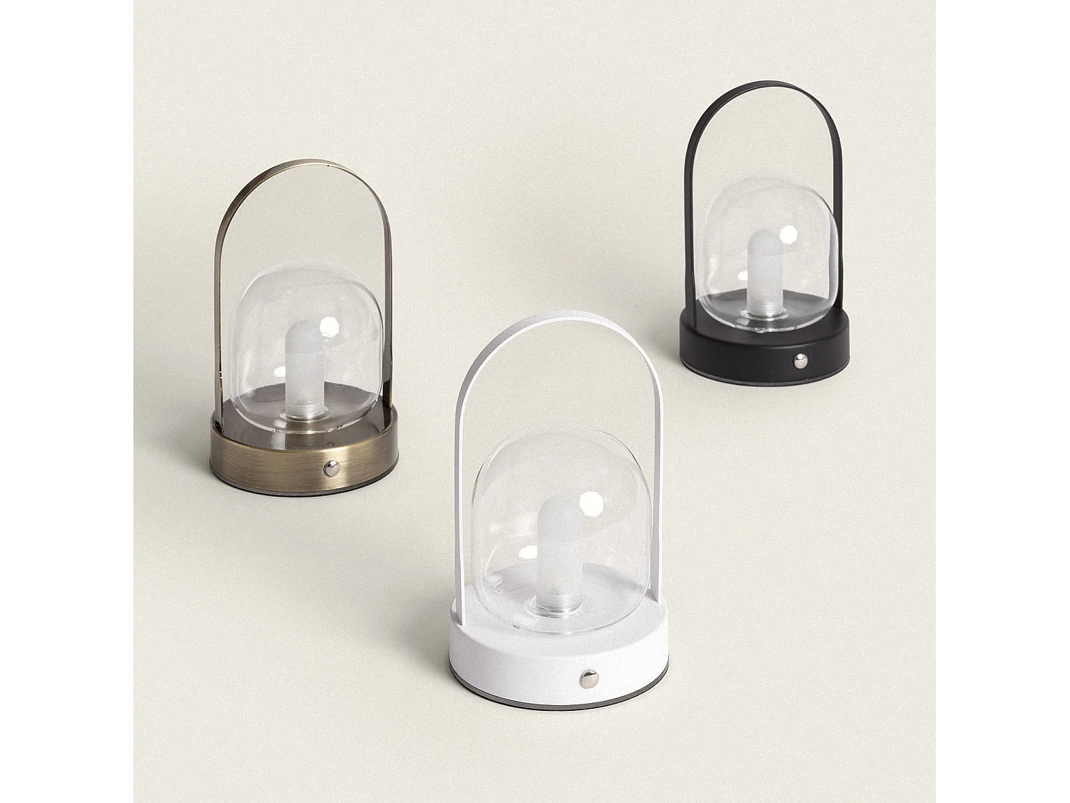 Lámpara de Mesa LED Portátil con Batería USB Recargable Metal y Cristal Olena Latón