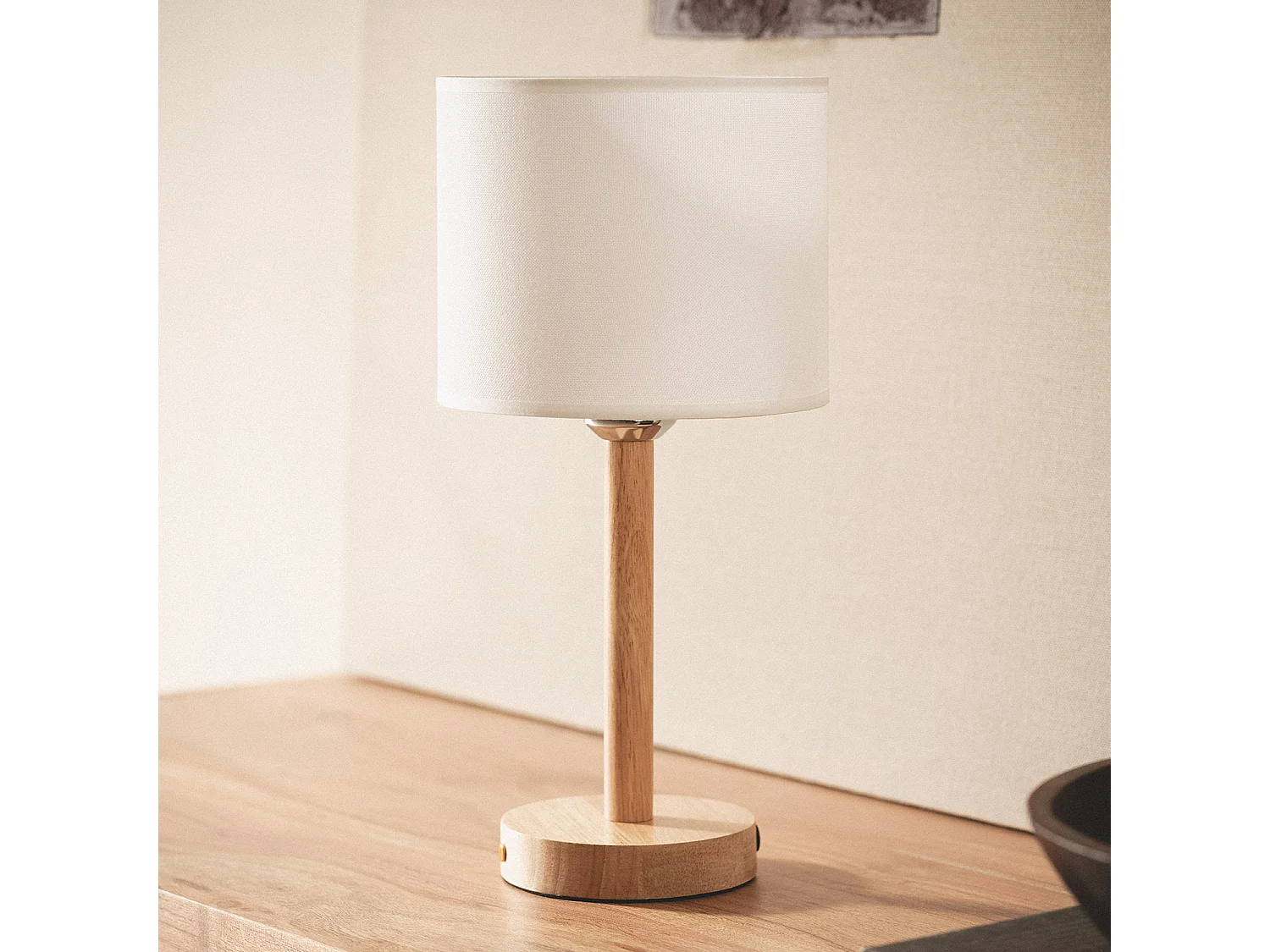 Lampe à Poser LED Bois 1W Portable avec Batterie USB Rechargeable Folgosa Naturel