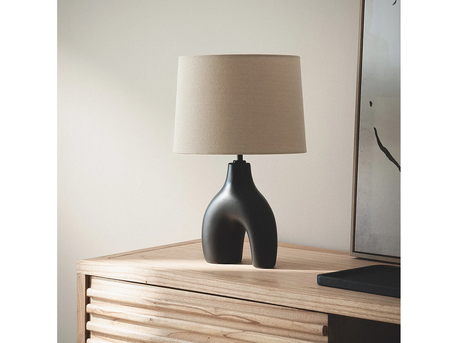 Lampe à Poser Céramique et Lin Ginger